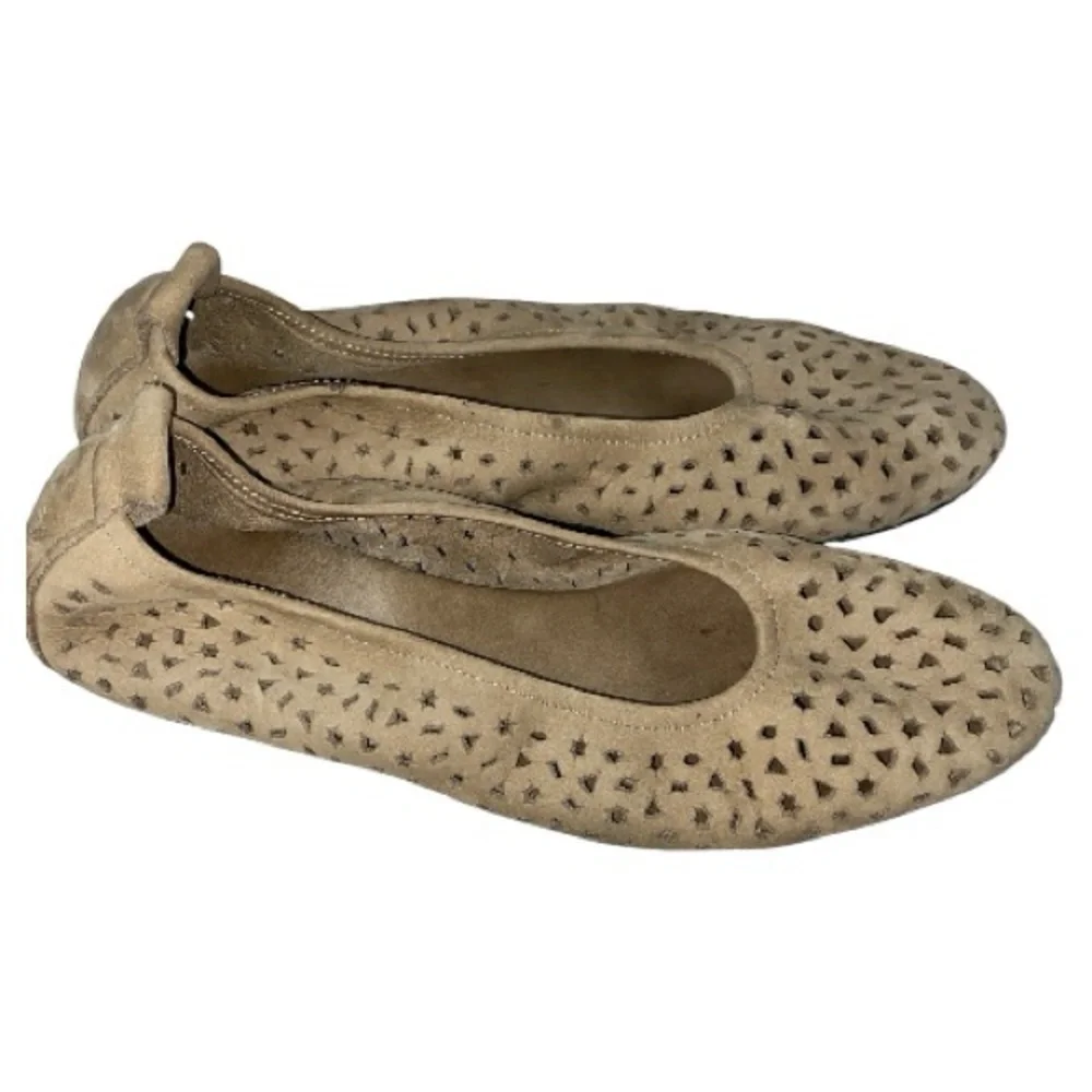 Arche Lilly Ballet Flat Beige Nubuck Size US 8 EU 39 Laser Cut Perforated Design